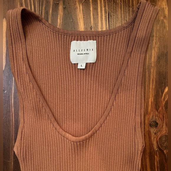 ALLFENIX Ribbed Tank Maxi Dress in Brown Viscose and Nylon Heavy - Picture 4 of 6